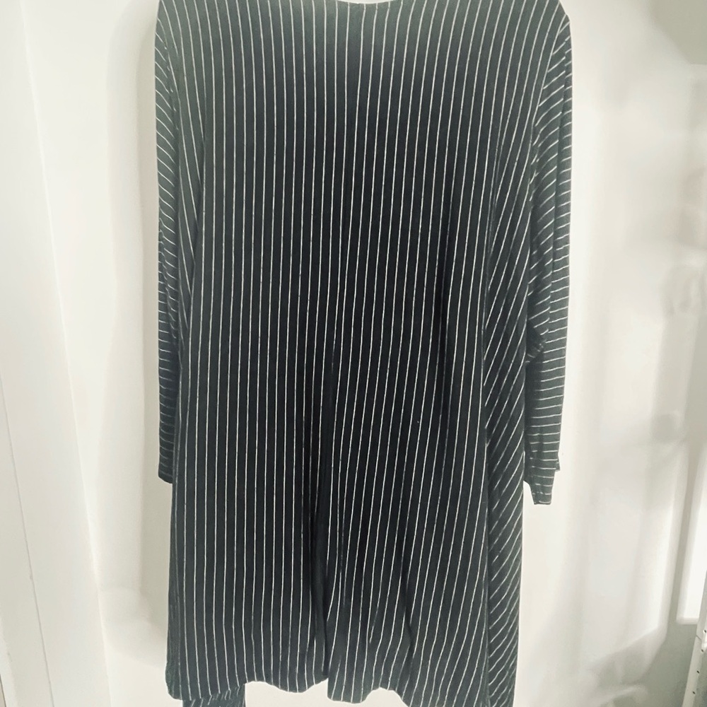 Comfy USA Black White Striped Stretch Tunic Top Dress Oversized Sz 2X - Picture 3 of 8